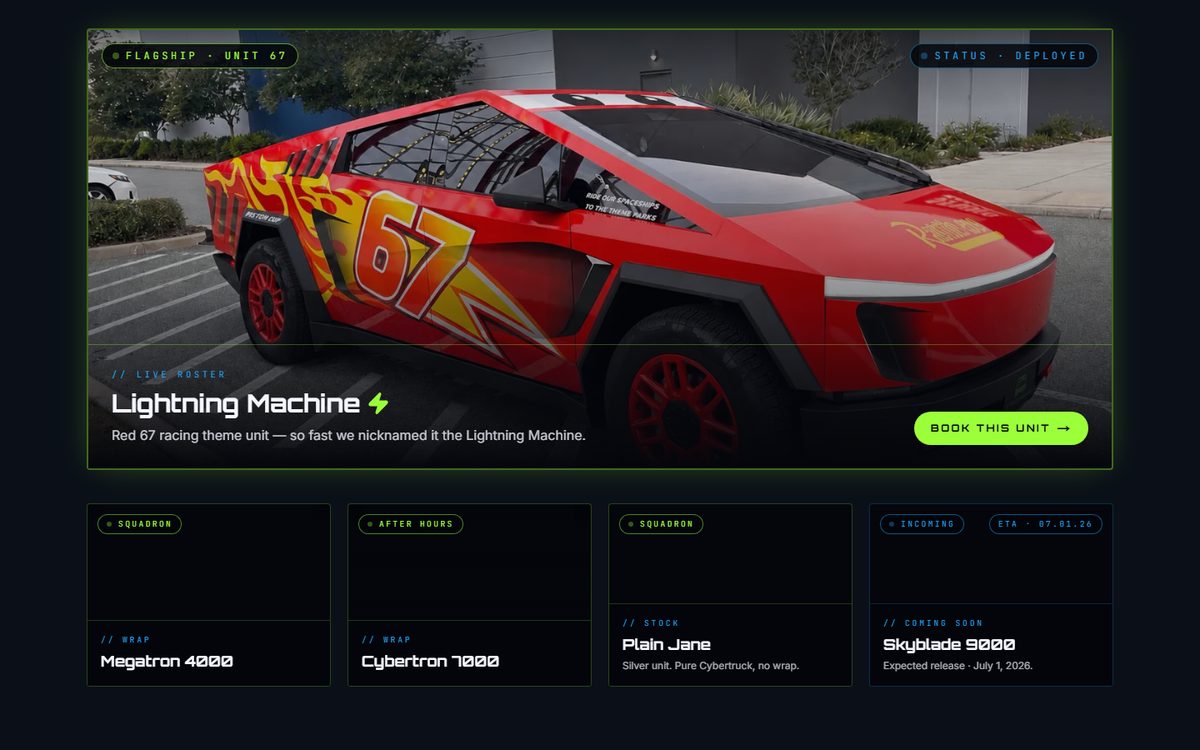 G-Force Ridez — exotic & Cybertruck rentals